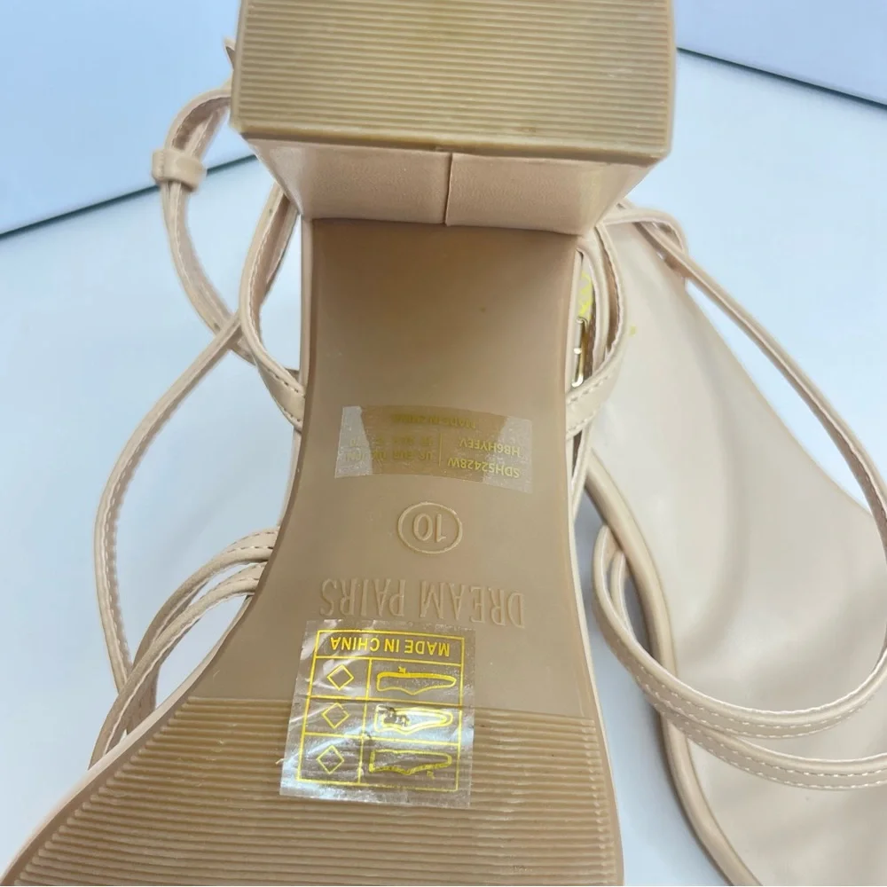 Dream Pairs Women Beige Strappy Block Heel Square Toe Sandals SDHS2428W Size 10 - Picture 8 of 8